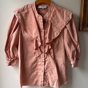 Sea New York Washed Pink Ruffle Collar Blouse